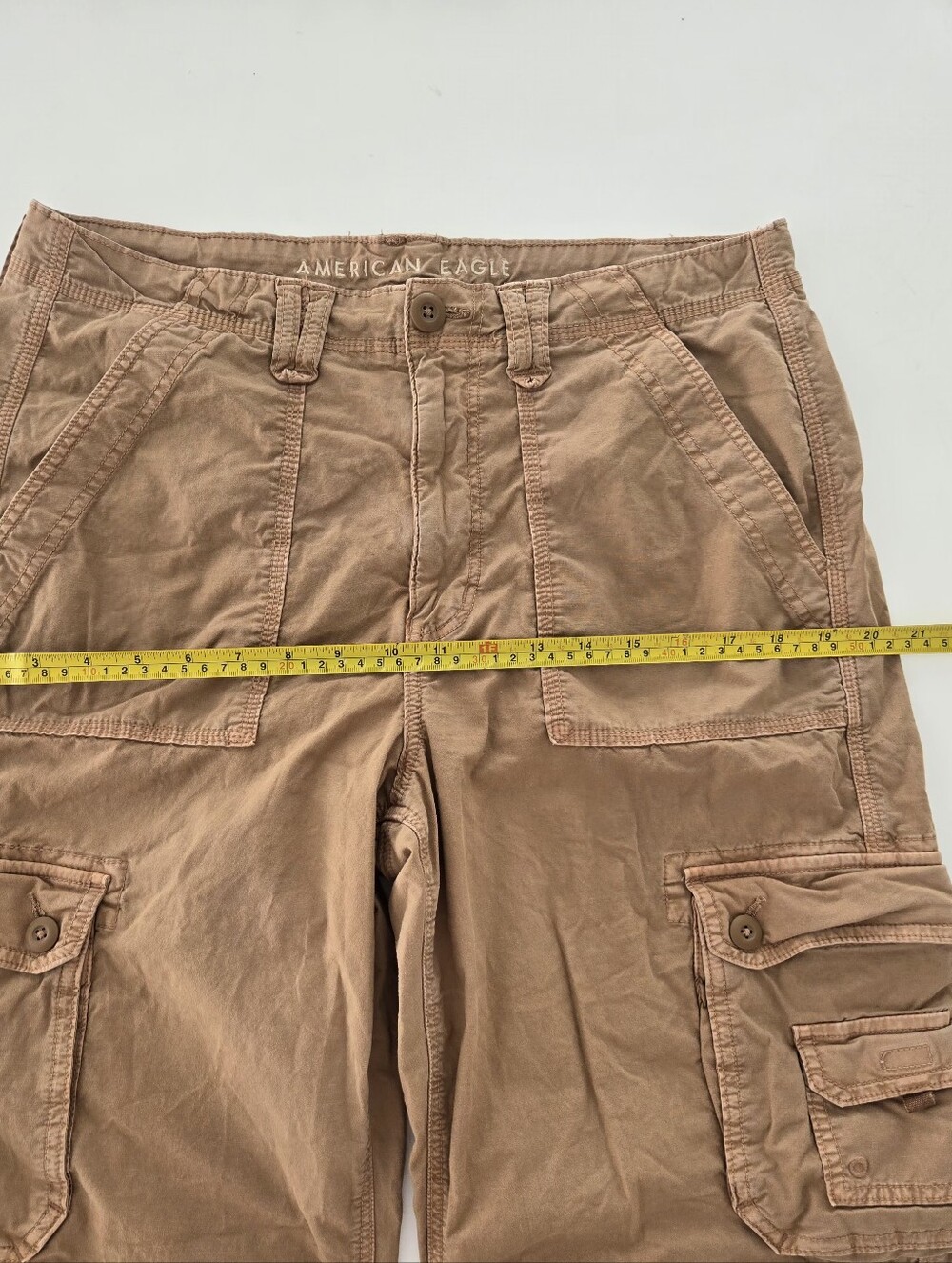 American Eagle Outfitters Brown Canvas Stretch Baggy Jogger Cargo Pants Straight - Picture 10 of 14